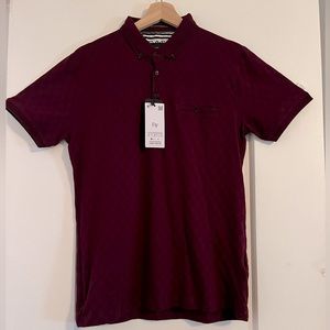 NWT Denim & Flower Men’s Textured Polo Shirt Size Small